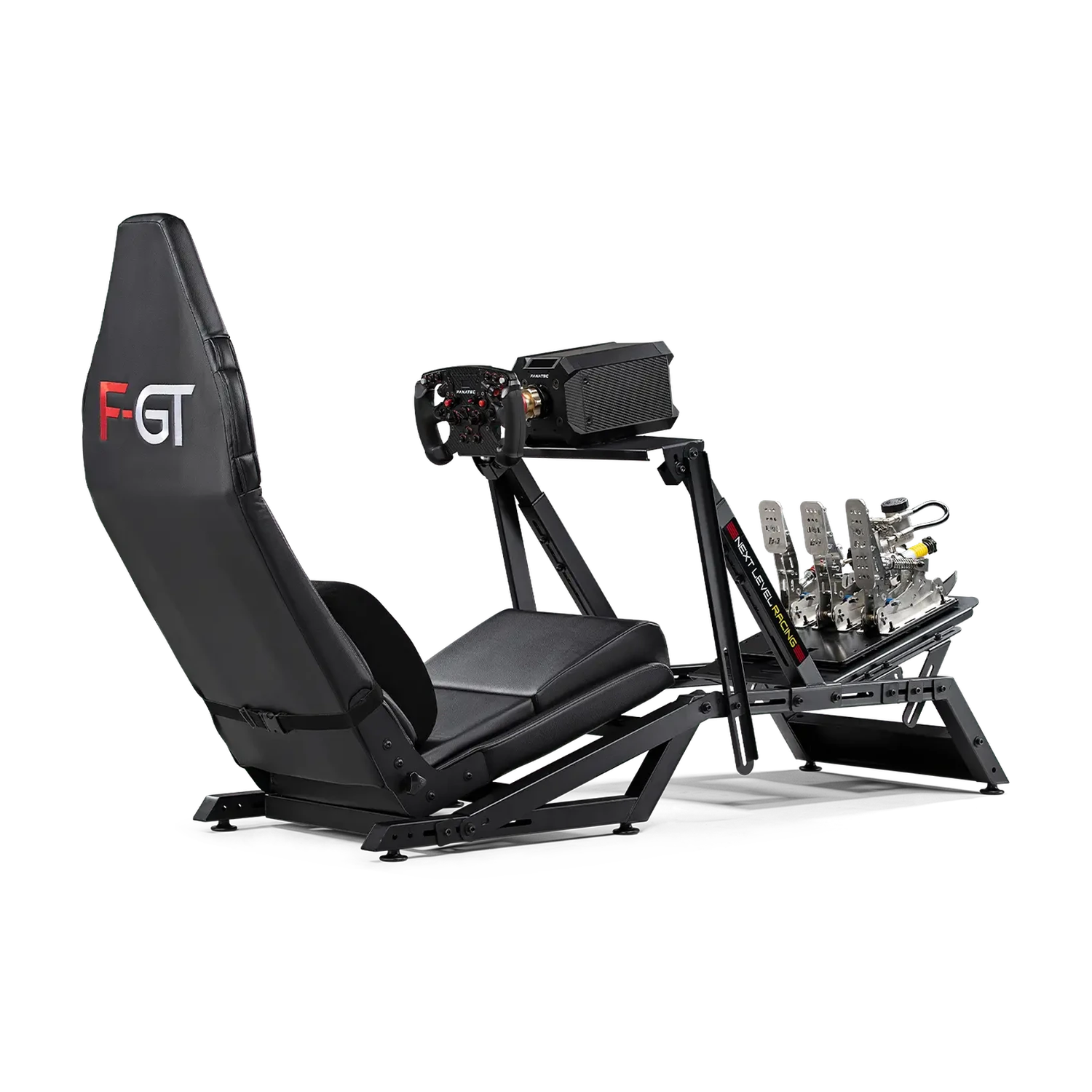 Next Level Racing F-GT Cockpit rear right side view with additional accessories